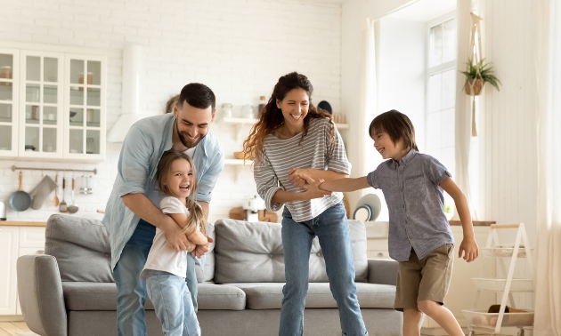 family in a living room