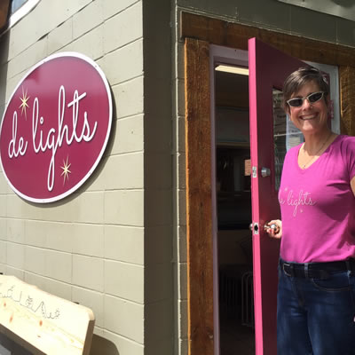 Picture of owner Erna Jenson, and her new business 'de-lights', a gelato shop in downtown Kimberley. 
