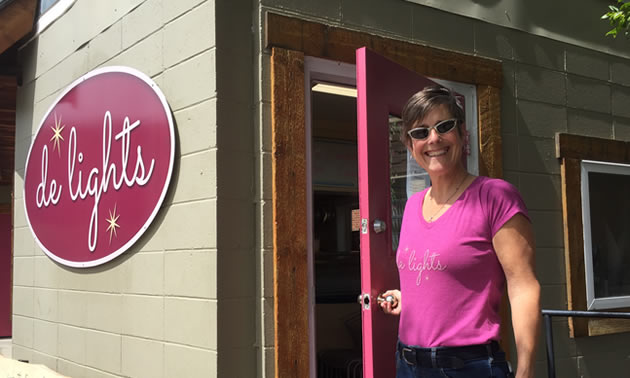 Picture of owner Erna Jenson, and her new business 'de-lights', a gelato shop in downtown Kimberley. 