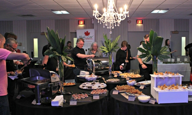 food and drink on the tables at the Distillery Festival