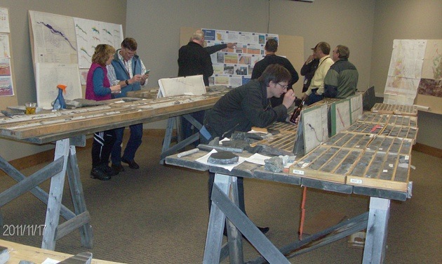 A number of display tables at the Minerals South Conference. 