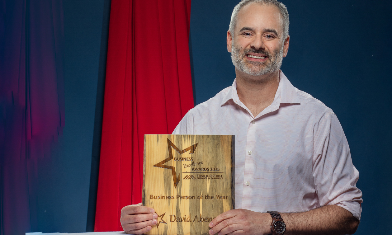 David with his Chamber award in hand