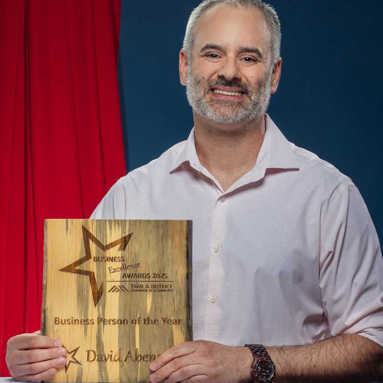 David with his Chamber award in hand