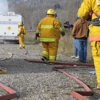 A photo of an emergency exercise held in Hosmer, BC in 2011. 