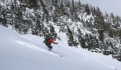 photo of someone skiing