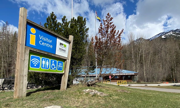 Fernie visitor information centre sign. 