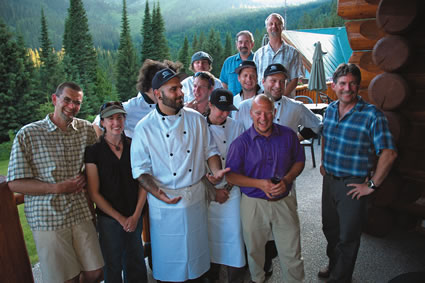 Steve Kujit celebrates with the resort's chefs.