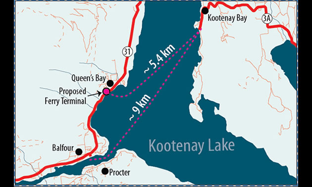Map of proposed new ferry route. 