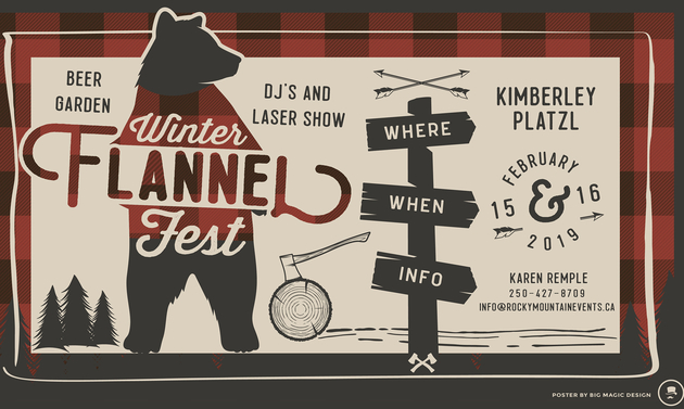 graphic design with a bear logo and event info