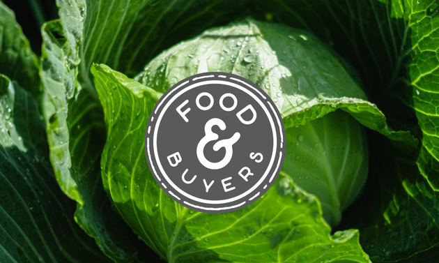 Green leaves with a logo for Food & Buyers