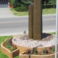 A photo of the new fountain at the Cranbrook Fire Hall. 