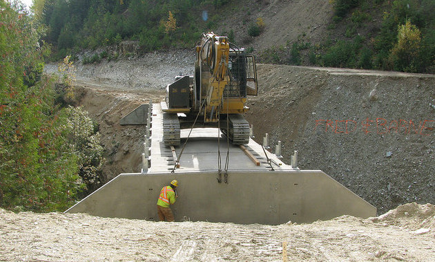 Bridge installation steps on the Columbia West Bridge, located 40 kilometres from Golden, B.C.