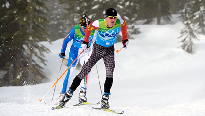 George Grey competing with National Ski Team. 