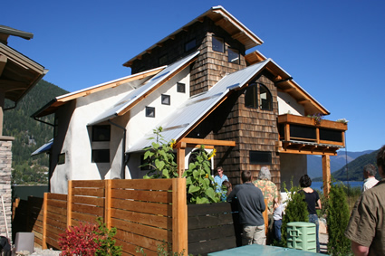 An eco-friendly home with peopletouring it