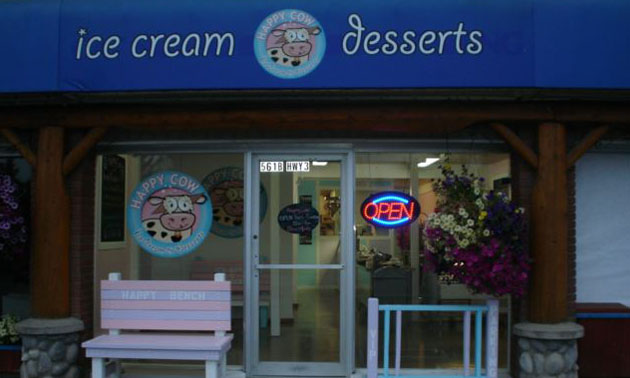 Exterior of Happy Cow Ice Cream. 