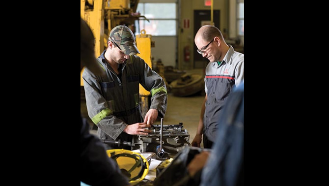 Picture of heavy-duty mechanic at work. 