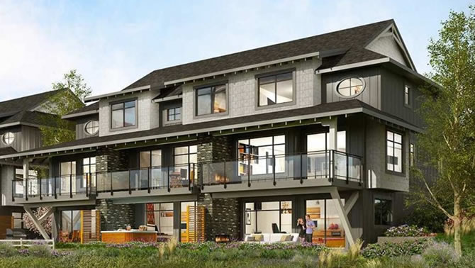 Artist's conception of residential townhome project, Highland Crossing. 