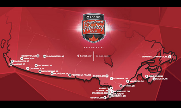 Graphic of the Hometown Hockey map. 