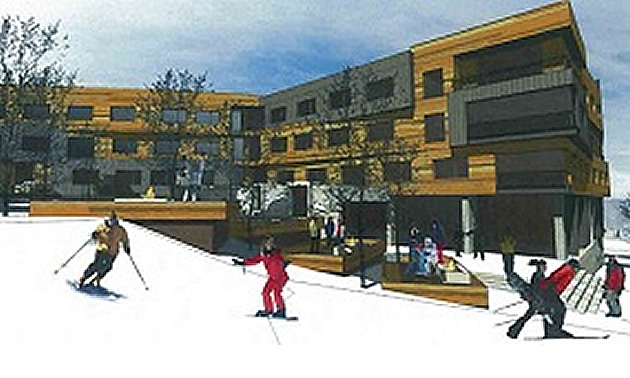 Photo rendition of proposed Red Mountain hotel development in Rossland BC