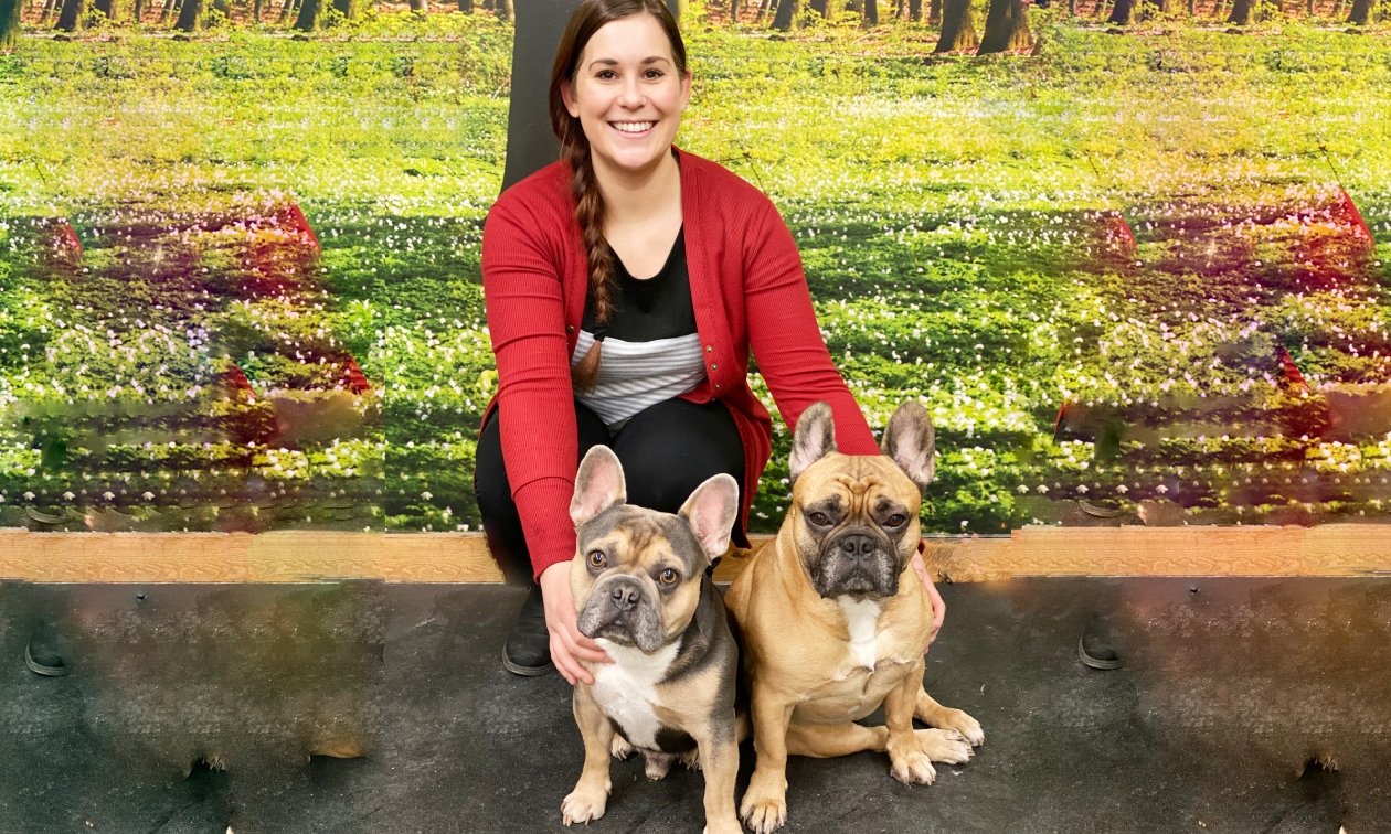House of Paws owner with two french bulldogs