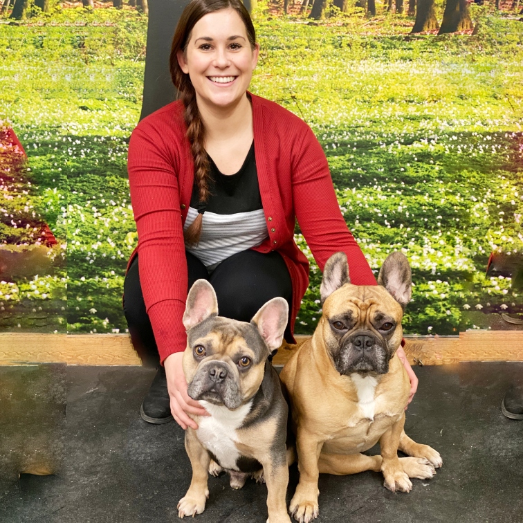 House of Paws owner with two french bulldogs