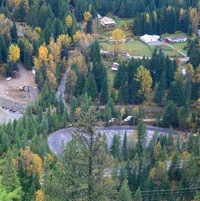 Aerial view of the Howard Mine Remediation project nearing completion at Salmo.