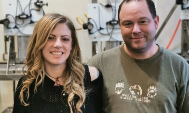 Kathryn and Josh at the SilverKing Soya Foods Factory in Nelson