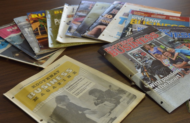 A number of issues of the Kootenay Business magazine, including the first edition published in 1985. 