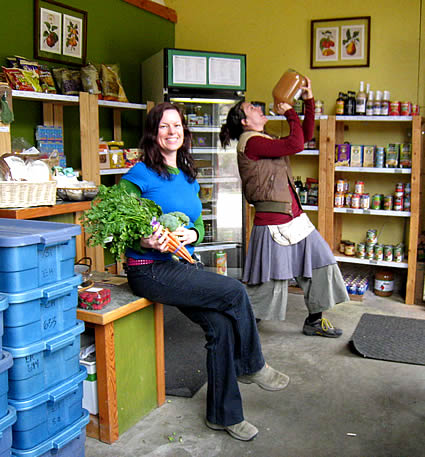 Velvet Kavanagh (L) and colleague Fawn Meichel (R) in their store