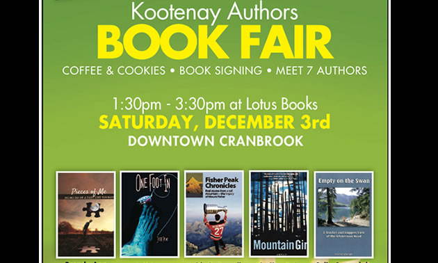 Graphic of the Kootenay Authors Book Fair. 