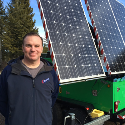 Mike Hambalek by Soleco's second generation solar and wind-powered light tower