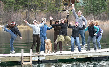 Photo of a group of people on a dock