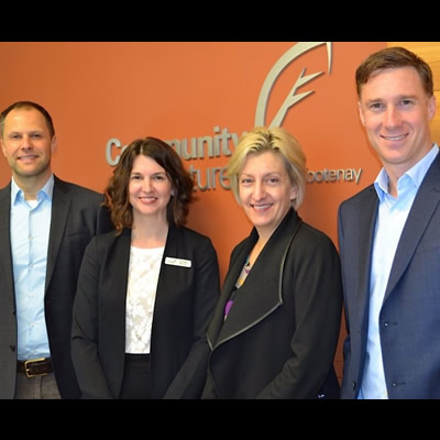 From left to right: Michael Hoher, Export Advisor, Andrea Wilkey, Executive Director Community Futures Central Kootenay, Allison Boulton, Program Manager, Export Navigator Program, and David Coburn, Manager of Strategy and Policy, Ministry of International Trade.
 
