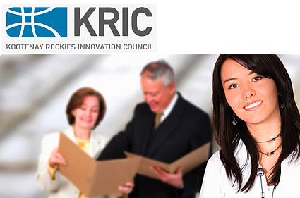 KRIC's Logo and photo of a business woman