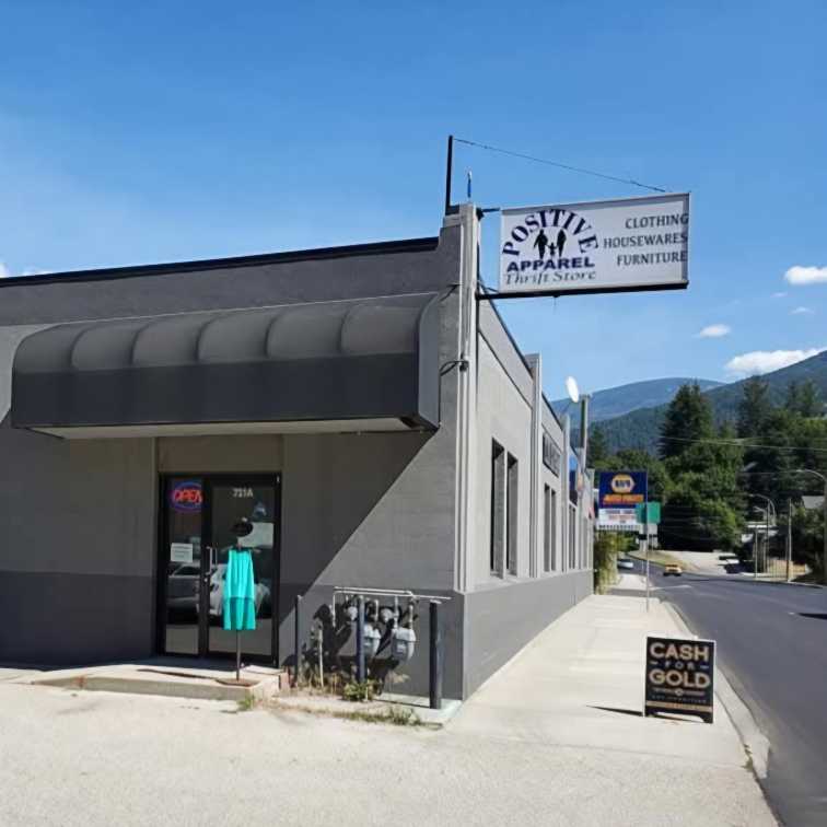 Exterior of Positive Apparel Thrift Store in Nelson BC