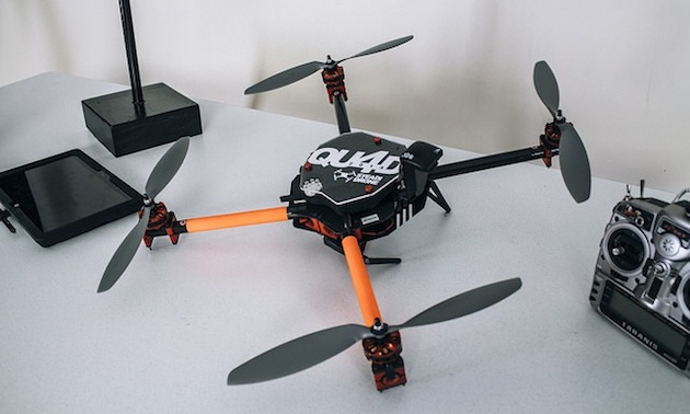 Multirotor Drone: Model - SteadiDrone Qu4d - 1.5 kg, 65cm diagonal width, High resolution camera, 15min flight time.