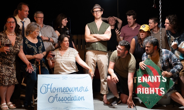Groups for the tenants rights and homeowners association sitting opposite each other