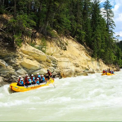Whitewater rafting down the Kicking Horse River, near Golden. 