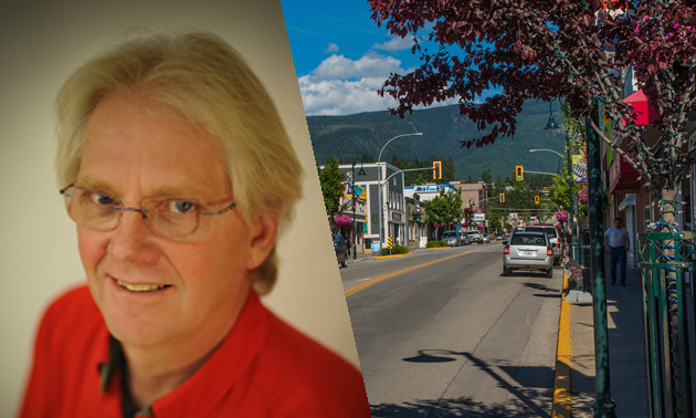 Picture collage of Rob Schepers, president of the Creston Valley Chamber of Commerce and the downtown Creston area. 