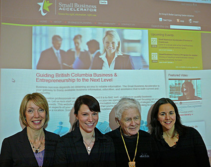 (L) Jan Wallace, Aleha McCauley, Dr. Irving Barber and Sandra Singh were all in Cranbrook to release a beta Small Business Accelerator website.