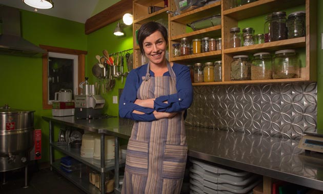 Kayte Rock’s soups meet the health and  nutritional demands of today’s educated consumers. Here, she stands in her kitchen.