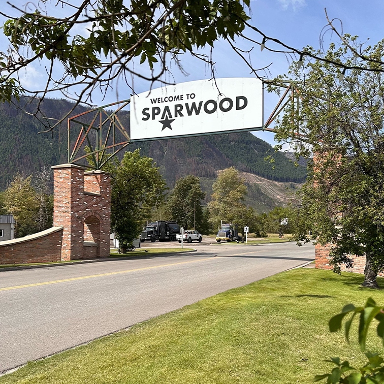 Sparwood sign at entrance to town