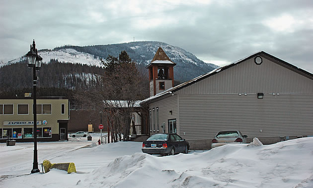 winter scene in a town