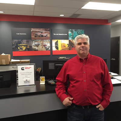Manager Mike Miller proudly shows off the new Cummins facility in Sparwood.
