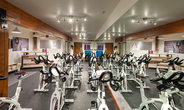 An inside photo of the bikes in Soard Cycle Studio.