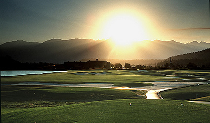 photo of St Eugene golf resort and casino during a sunset