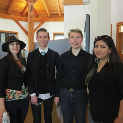 College of the Rockies’ Indigenous student mentors, including (l-r) Kaitlyn Hoeksema, Nathan Hilton,  Seamus Damstrom, and Sancira Williams Jimmy were instrumental in organizing the ‘Our Voices, Our Future’ event at the College’s Aboriginal Gathering Place.
