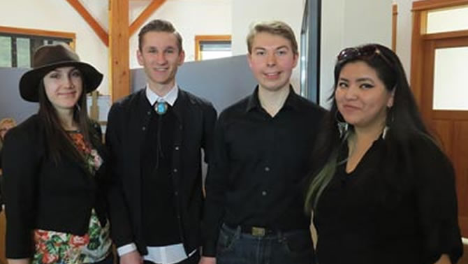 College of the Rockies’ Indigenous student mentors, including (l-r) Kaitlyn Hoeksema, Nathan Hilton,  Seamus Damstrom, and Sancira Williams Jimmy were instrumental in organizing the ‘Our Voices, Our Future’ event at the College’s Aboriginal Gathering Place.