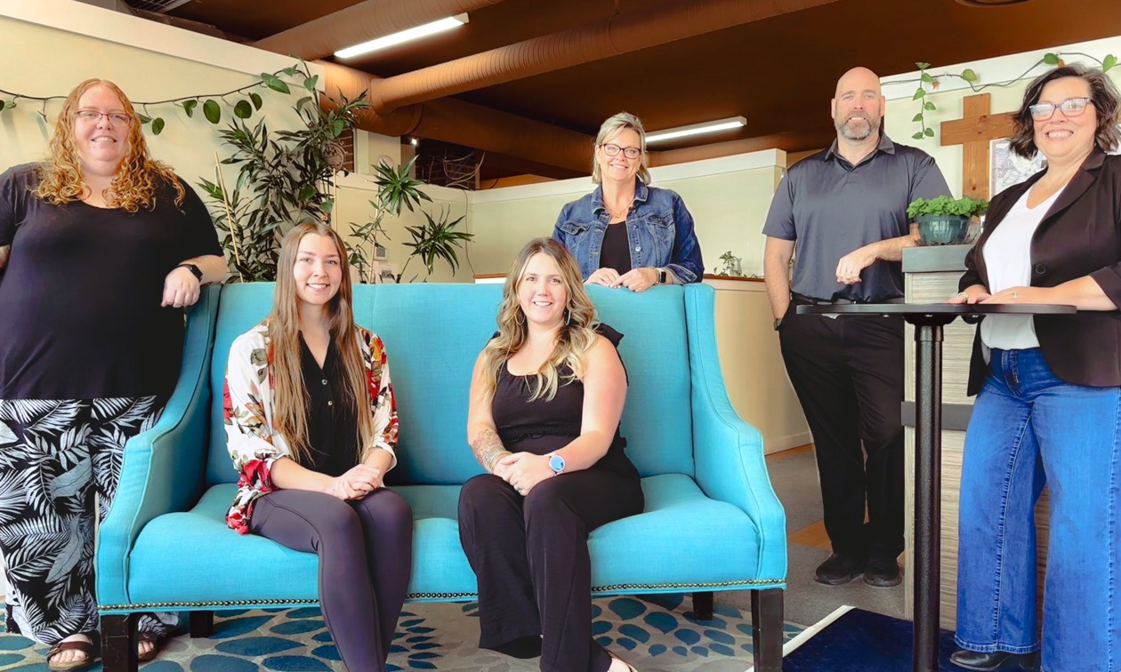 Left to right: Leanne Reid, Lanna von Wittgenstein, Carly Van Meetelen, Jennifer Johnson, Jason Spring and Tarralin D. Hanson, Notary Public