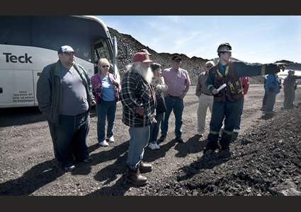 Group of people on a tour at one of Teck Coal's Elk Valley mines.